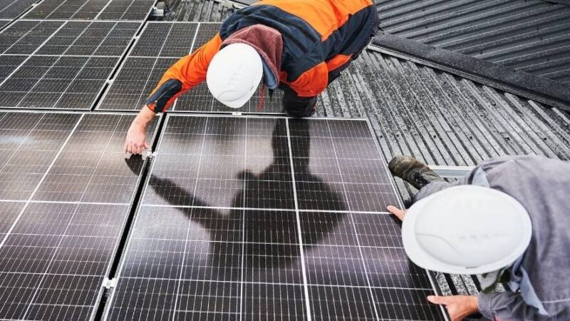 Solar panel installation on a multi-unit residential building